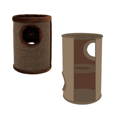 lionto arbre à griffer en sisal avec balle de jeu et rebord en peluche