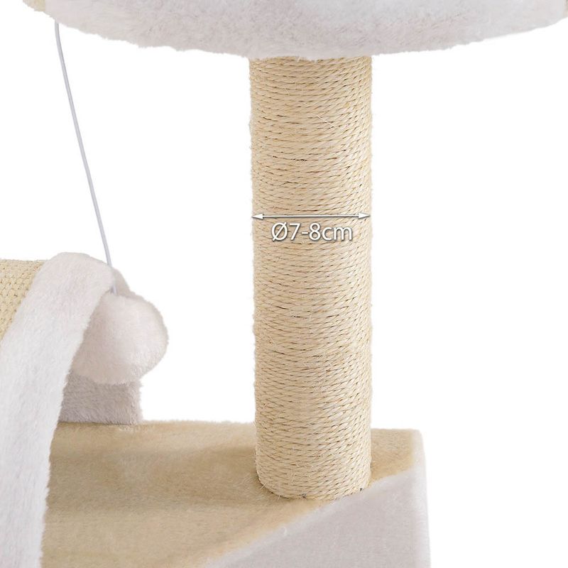 lionto arbre à chat compact avec arc à griffer et balle en peluche
