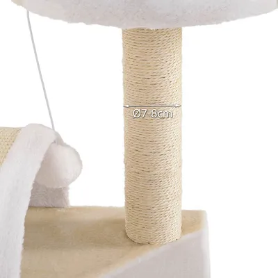 lionto arbre à chat compact avec arc à griffer et balle en peluche