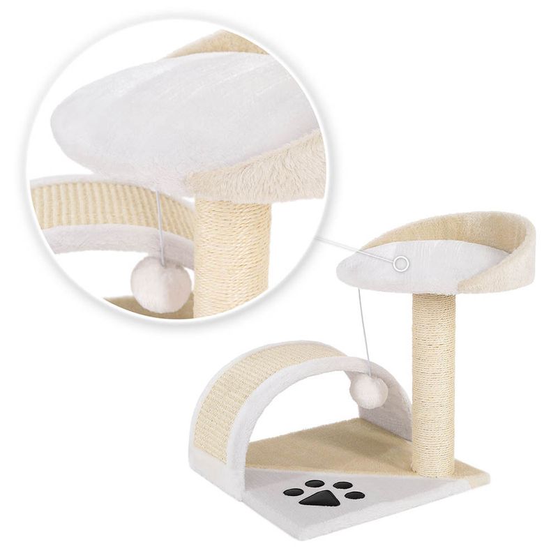 lionto arbre à chat compact avec arc à griffer et balle en peluche