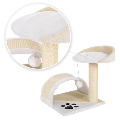 lionto arbre à chat compact avec arc à griffer et balle en peluche