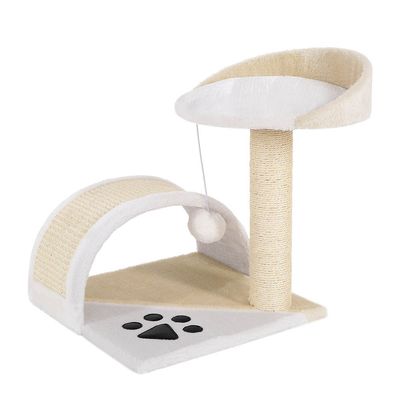 lionto arbre à chat compact avec arc à griffer et balle en peluche