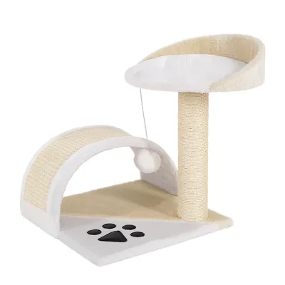 lionto arbre à chat compact avec arc à griffer et balle en peluche