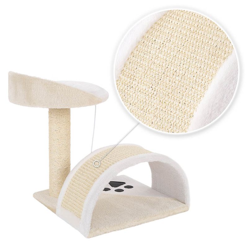 lionto arbre à chat compact avec arc à griffer et balle en peluche