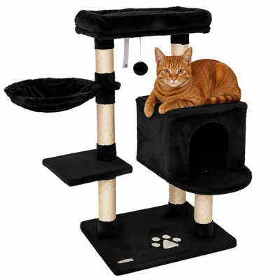 lionto Kratzbaum 93 cm mit Höhle, Bett, Spielball und Sisalstämmen lionto Kratzbaum 93 cm mit Höhle, Bett, Spielball und Sisalstämmen