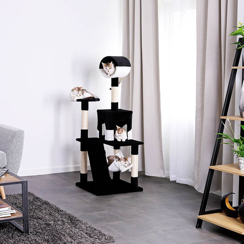 lionto arbre à chat avec hamac, tunnel et poteaux en sisal