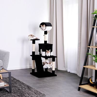 lionto arbre à chat avec hamac, tunnel et poteaux en sisal