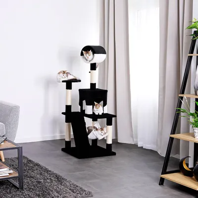 lionto Kratzbaum 133 cm mit Hängematte, Tunnel und Sisalstämmen