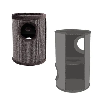 lionto arbre à griffer en sisal avec balle de jeu et rebord en peluche