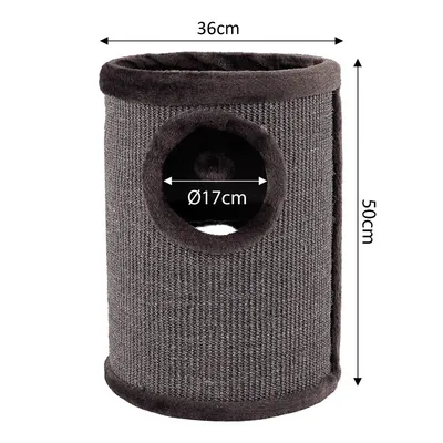 lionto arbre à griffer en sisal avec balle de jeu et rebord en peluche