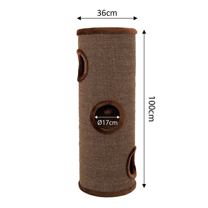 lionto arbre à griffer en sisal avec balle de jeu et rebord en peluche
