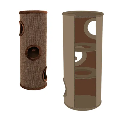 lionto arbre à griffer en sisal avec balle de jeu et rebord en peluche