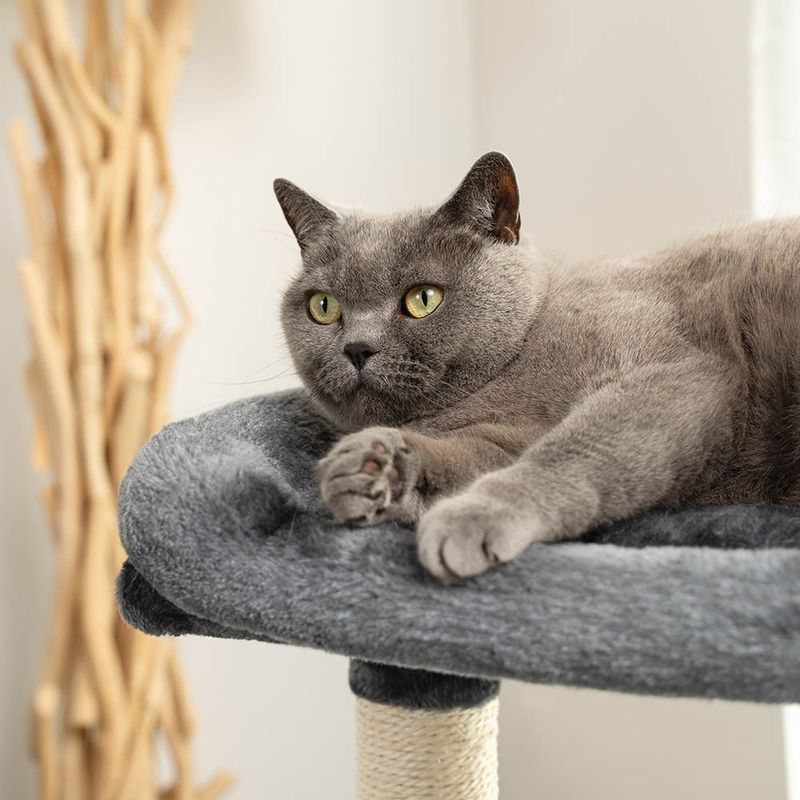 lionto arbre à chat avec 2 niches, lit douillet et balle en peluche
