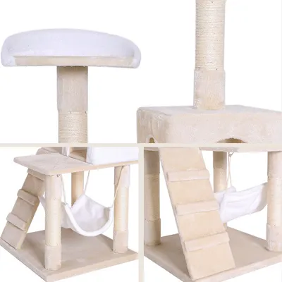 lionto arbre à chat avec hamac, tunnel et poteaux en sisal