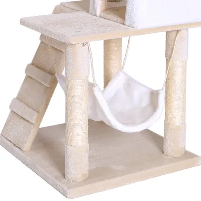 lionto Kratzbaum 133 cm mit Hängematte, Tunnel und Sisalstämmen