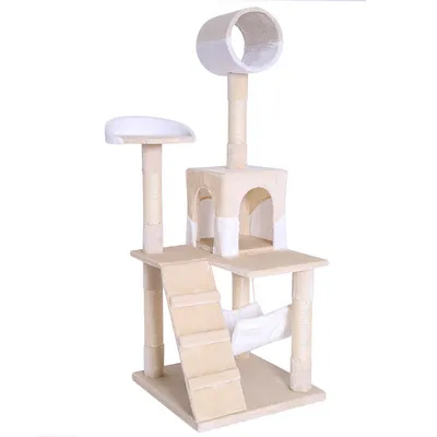 lionto arbre à chat avec hamac, tunnel et poteaux en sisal lionto arbre à chat avec hamac, tunnel et poteaux en sisal