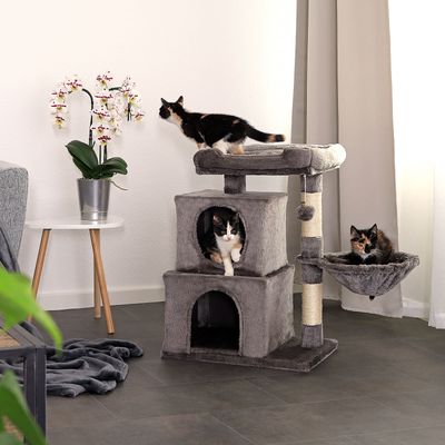 lionto arbre à chat avec 2 niches, lit, hamac et balle suspendue
