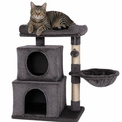 lionto arbre à chat avec 2 niches, lit, hamac et balle suspendue