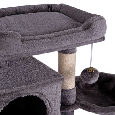 lionto Kratzbaum 70 cm mit 2 Höhlen, Bett, Hängematte und Spielball