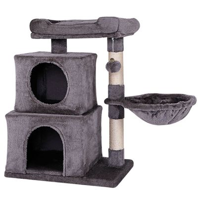 lionto arbre à chat avec 2 niches, lit, hamac et balle suspendue
