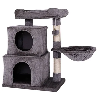 lionto arbre à chat avec 2 niches, lit, hamac et balle suspendue lionto arbre à chat avec 2 niches, lit, hamac et balle suspendue