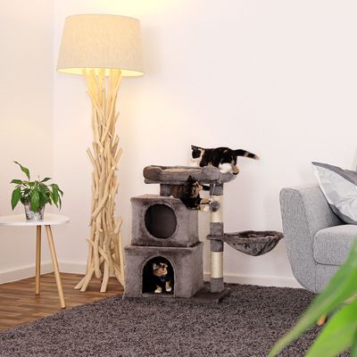 lionto arbre à chat avec 2 niches, lit, hamac et balle suspendue