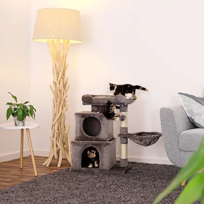 lionto Kratzbaum 70 cm mit 2 Höhlen, Bett, Hängematte und Spielball lionto Kratzbaum 70 cm mit 2 Höhlen, Bett, Hängematte und Spielball