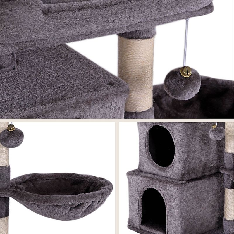 lionto arbre à chat avec 2 niches, lit, hamac et balle suspendue