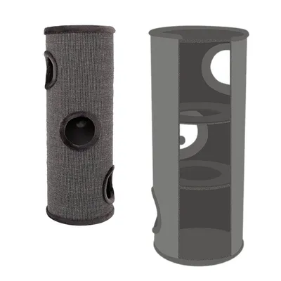 lionto arbre à griffer en sisal avec balle de jeu et rebord en peluche