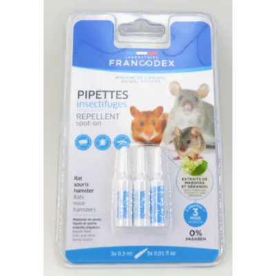 3 Pipettes Insectifuges Pour Rats, Souris, Hamsters