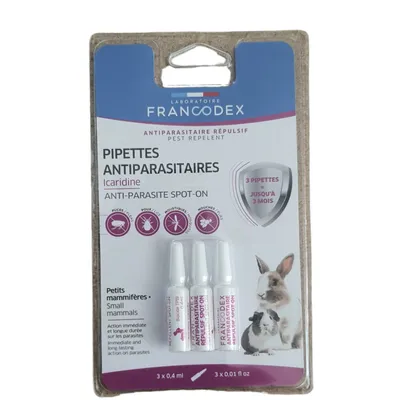 Francodex - 3 Pipettes antiparasitaires protection renforcée pour rongeurs