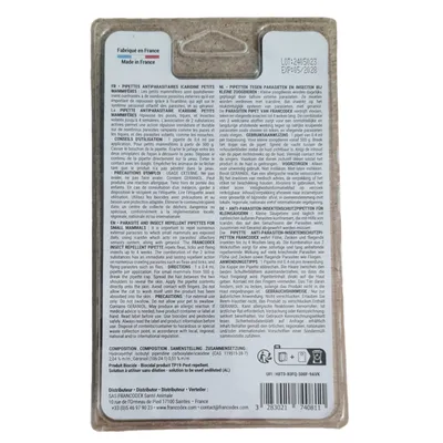 Francodex - 3 Pipettes antiparasitaires protection renforcée pour rongeurs