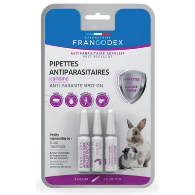 Francodex - 3 Pipettes antiparasitaires protection renforcée pour rongeurs Francodex - 3 Pipettes antiparasitaires protection renforcée pour rongeurs