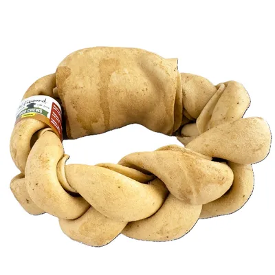 Lifebound Os à mâcher tressés en cuir de veau, lot de 6, 15 cm