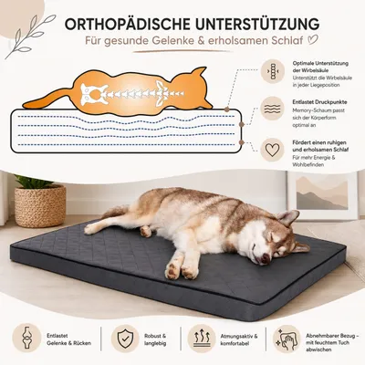 lionto orthopädisches Hundebett mit Memory-Schaum und abnehmbarem Bezug lionto orthopädisches Hundebett mit Memory-Schaum und abnehmbarem Bezug