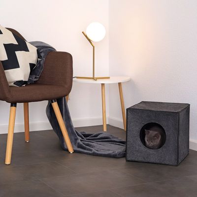 lionto niche pour chat pliable en feutre, disponible avec ou sans coussin
