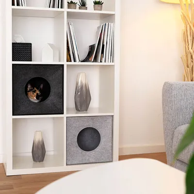 lionto niche pour chat pliable en feutre avec coussin doux amovible