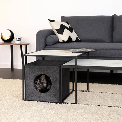 lionto niche pour chat pliable en feutre avec coussin doux amovible