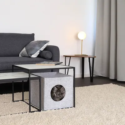 lionto niche pour chat pliable en feutre avec coussin doux amovible