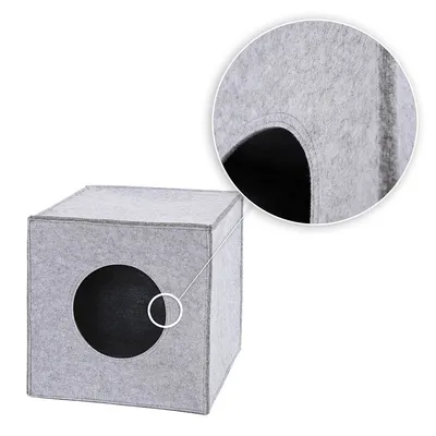 lionto niche pour chat pliable en feutre avec coussin doux amovible