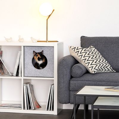 lionto niche pour chat pliable en feutre, disponible avec ou sans coussin