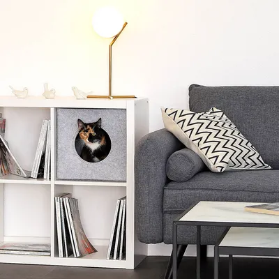 lionto niche pour chat pliable en feutre avec coussin doux amovible