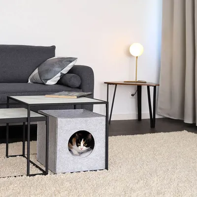 lionto niche pour chat pliable en feutre avec coussin doux amovible lionto niche pour chat pliable en feutre avec coussin doux amovible