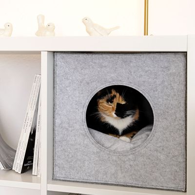 lionto niche pour chat pliable en feutre, disponible avec ou sans coussin