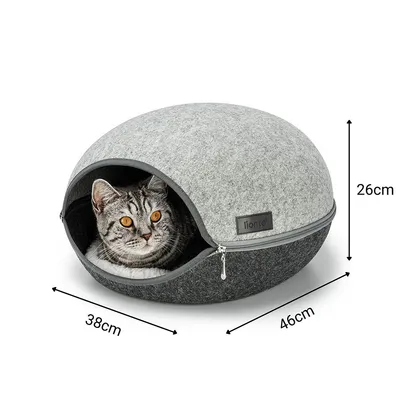 lionto niche pour chat en feutre avec coussin doux et entrée ovale