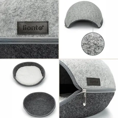 lionto niche pour chat en feutre avec coussin doux et entrée ovale