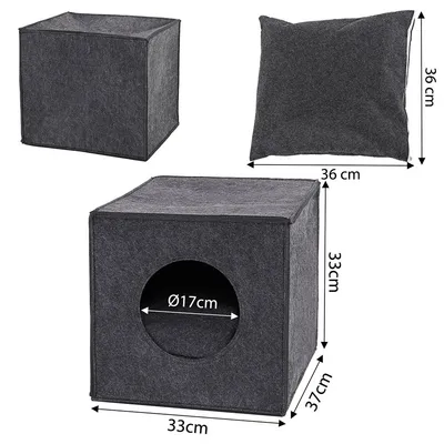lionto niche pour chat pliable en feutre avec coussin doux amovible