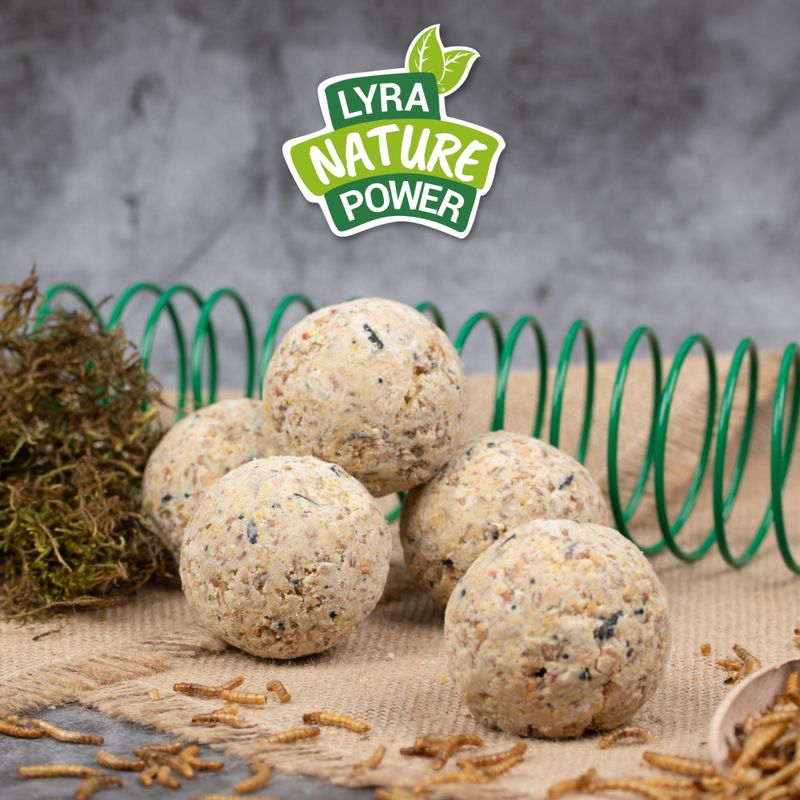 Lyra Pet® Boulettes de mésanges du moulin d'Alb Protéine + distributeur