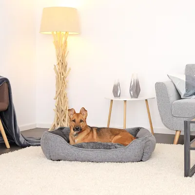 lionto Hundebett mit abnehmbarem Bezug, 90x75 cm, grau