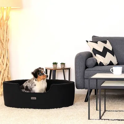 lionto panier pour chien en peluche avec coussin réversible lavable